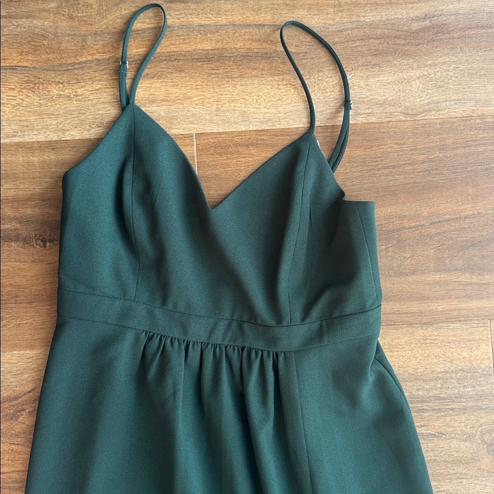 Park & Fifth Valdes Dress Elegant Bridesmaid Gown Leg Slit Hunter Green Size 4 - Picture 7 of 9